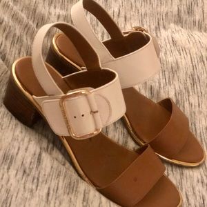 Tommy Hilfiger White and Tan Wedges